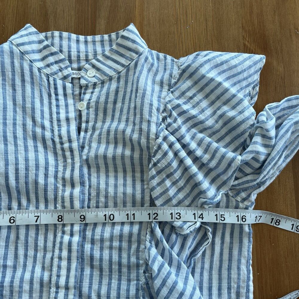 Rebecca Minkoff Blouse Women's XS Ciera Ruffle Top Striped Button Up Victorian - Picture 14 of 15